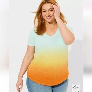 Torrid Heritage Slub V-Neck Pocket Tee - Faded Sherbet T-Shirt Size 00 M NwT